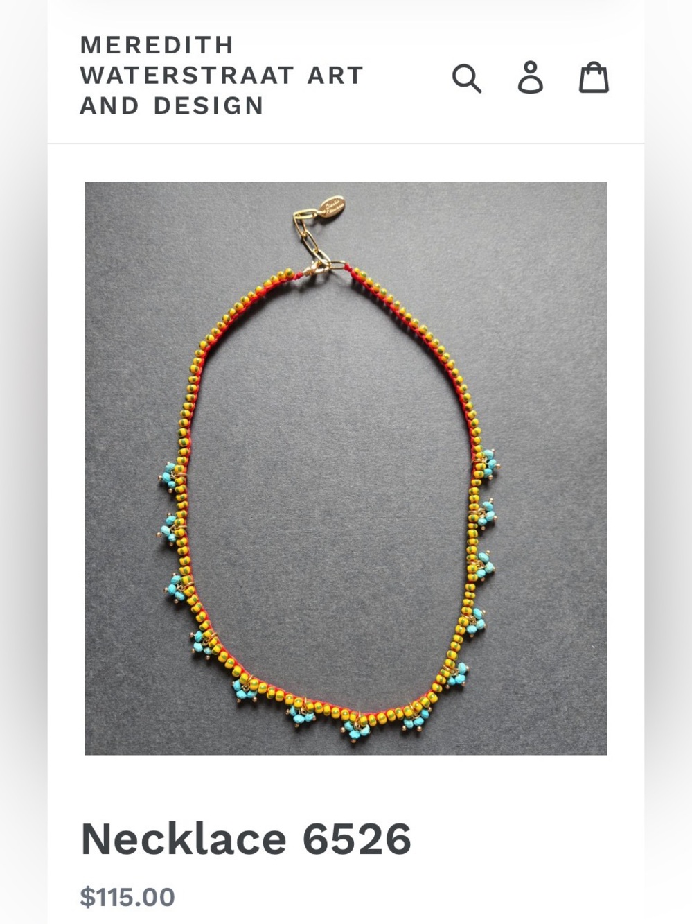 Meredith Waterstraat Gold & Turquoise Seed Bead Necklace